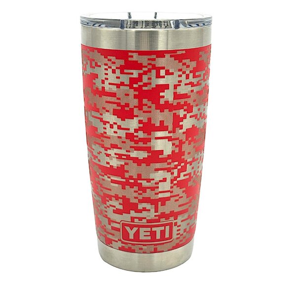 LASER ENGRAVED YETI RAMBLER 20oz TUMBLER - RESCUE RED DIGITAL CAMO w/CUSTOM MAG - Picture 1 of 1